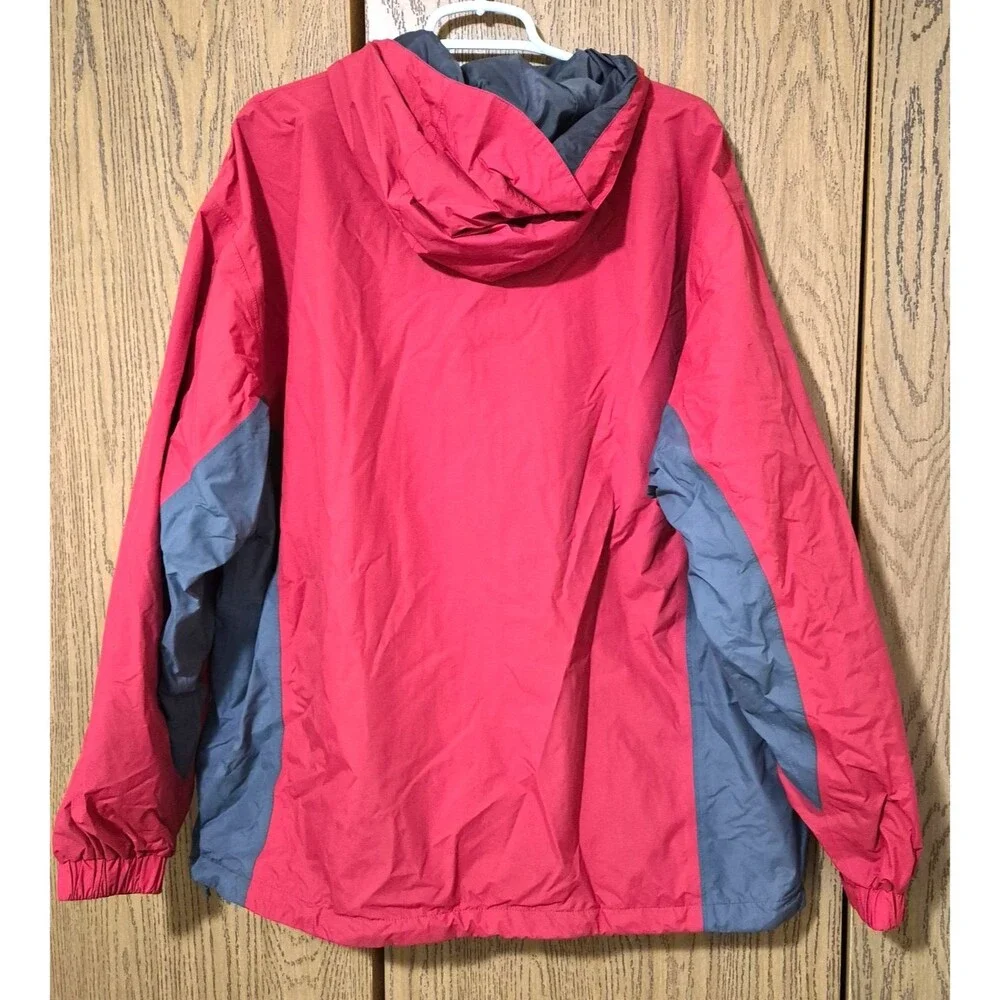 Natural Gear Men's Red & Gray Zip Up Windbreaker Jacket W/Hoodie Size XL
